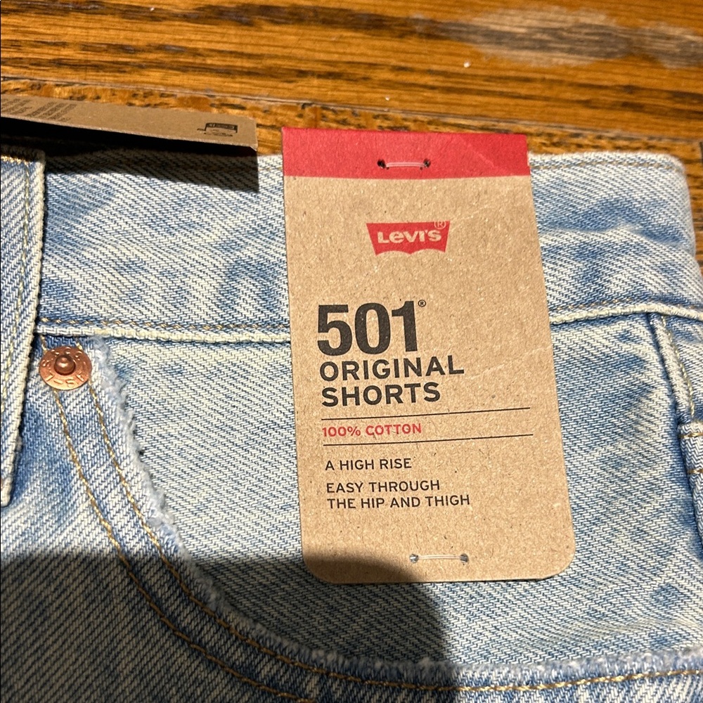 Levi's Women's Distressed Light Blue Jean Shorts - Picture 2 of 7